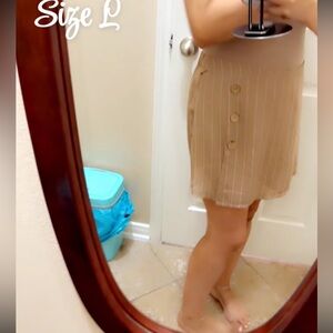 Haute Monde Tan Button-Accent Mini Skirt